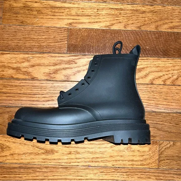Melissa Made in Brazil Coturno Lace Up Ankle Boots All Black Women’s Size 5