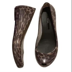 MELISSA Slip on pvc round toe peep toe Leopard Print ballerina flats Size 5