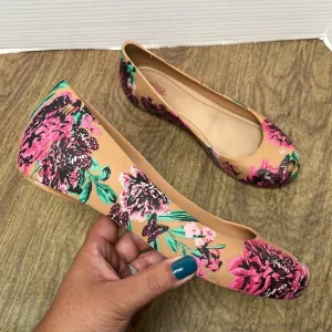 Melissa Ultragirl 3DB Flygirl Collection Peep Toe Floral Slip-On Flats Size 8