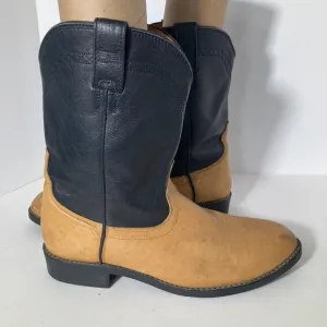 Mens Ariat Pull On A2 Classic Two Toned Leather Boots Black Tan 12
