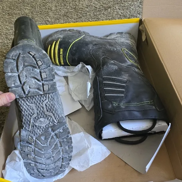 Men's Black and Yellow Boots