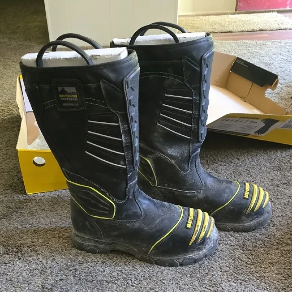 Men's Black and Yellow Boots