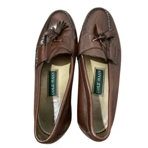 Men's Cole Haan Old Money Leather Tasselled Dark Brown Burgundy Loafers Sz 9