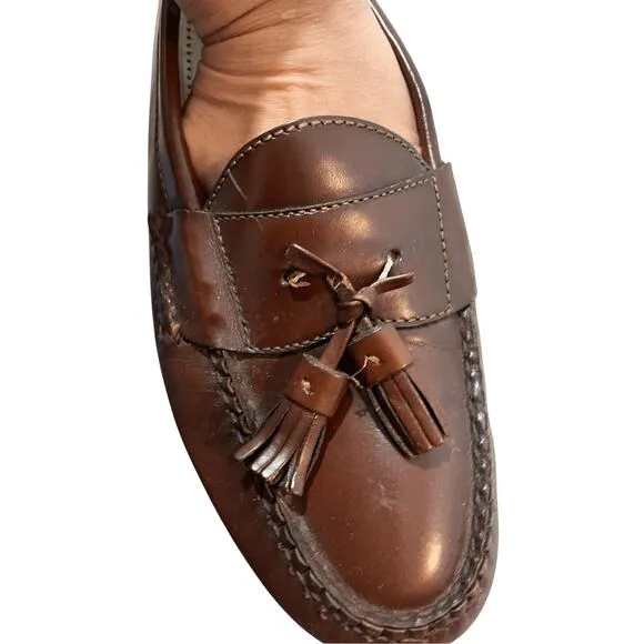 Men's Cole Haan Old Money Leather Tasselled Dark Brown Burgundy Loafers Sz 9