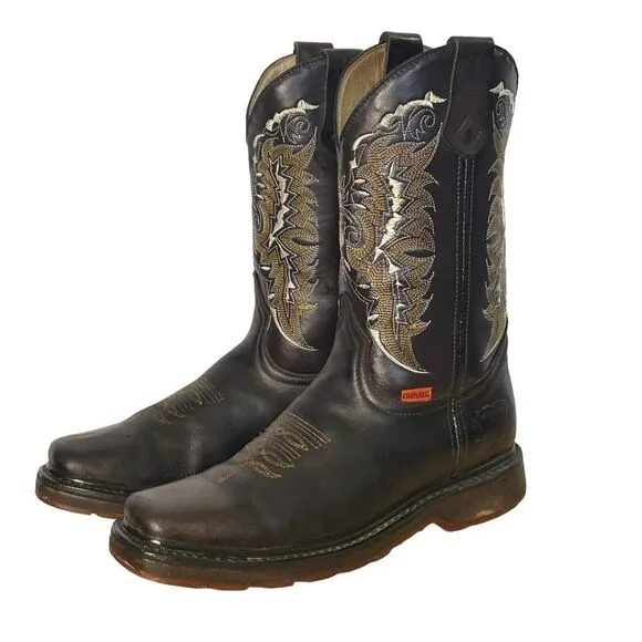 Men's Cowboy Boot Chaparral Size 9 Beautiful Leather Tread Pattern Well …