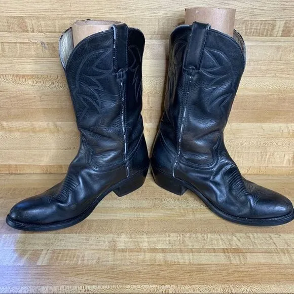 Mens Durango Black Leather Cowboy Boots 9D TR760