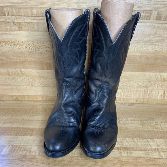 Mens Durango Black Leather Cowboy Boots 9D TR760