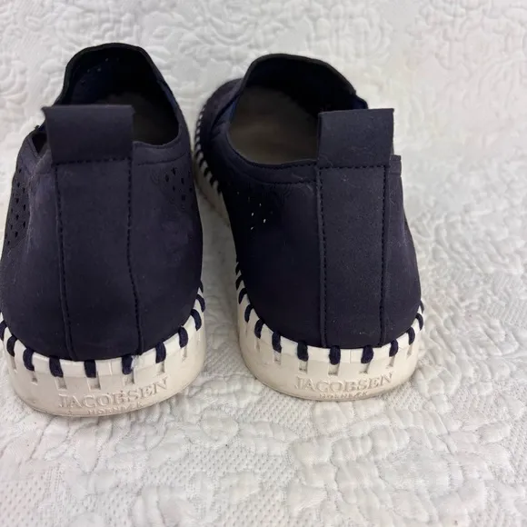 Mens Ilse Jacobsen Tulip Flats Slip On Microfiber Cut Outs Navy EU43/US 9-9.5