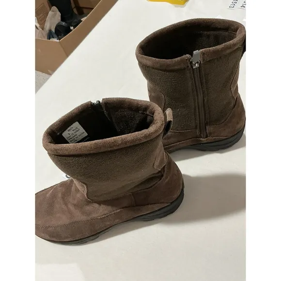 Men’s L L Bean 8w Brown Suede Pull On Side Zip Midcalf Boots