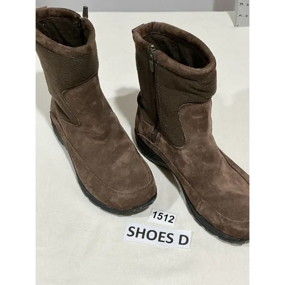 Men’s L L Bean 8w Brown Suede Pull On Side Zip Midcalf Boots