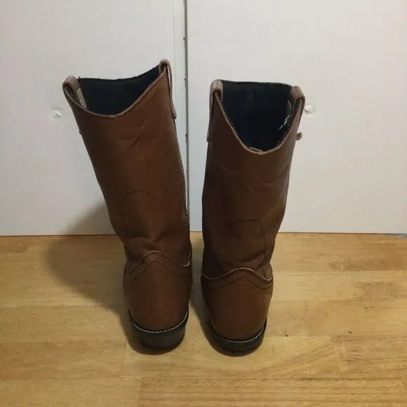 Men's Mason Western Size 11 E‎ Leather Brown Western Boots Pull On Vibram Soles