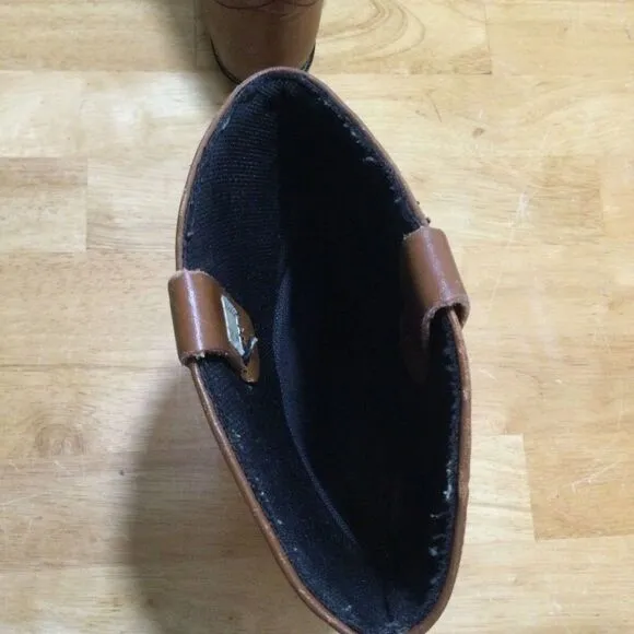 Men's Mason Western Size 11 E‎ Leather Brown Western Boots Pull On Vibram Soles
