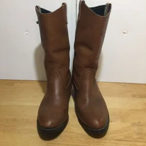 Men's Mason Western Size 11 E‎ Leather Brown Western Boots Pull On Vibram Soles