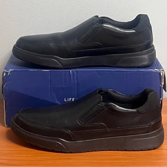 Men's Rockport Bronson Slip-On Black Leather Slip-On Shoes Size 7.5