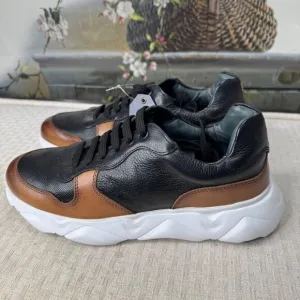 Mens SVL Footwear Size 9 Black &amp; Brown Leather Sneakers