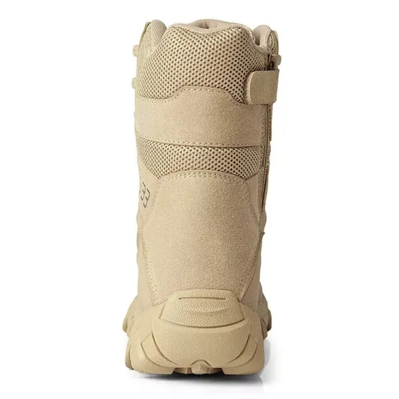 Mens Tan Slip Resistant Army Combat Boots Desert Military Tactical Hiking Shoes