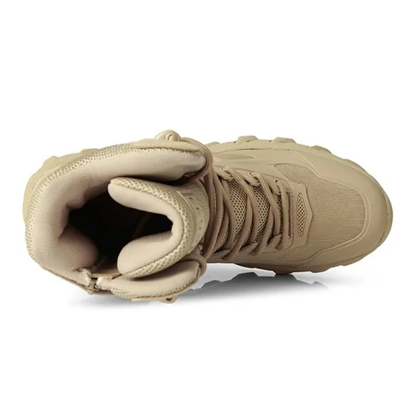 Mens Tan Slip Resistant Army Combat Boots Desert Military Tactical Hiking Shoes