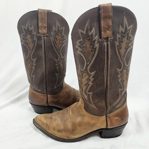 Men's Texas USA Almond Toe Cowboy Boots in Brown - Size 11D