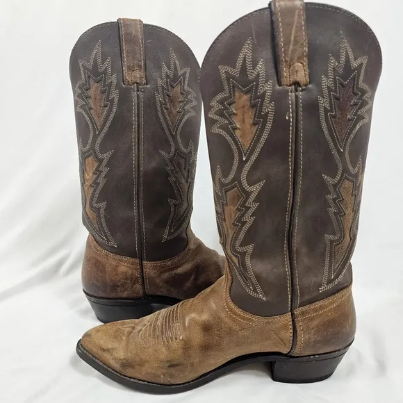 Men's Texas USA Almond Toe Cowboy Boots in Brown - Size 11D