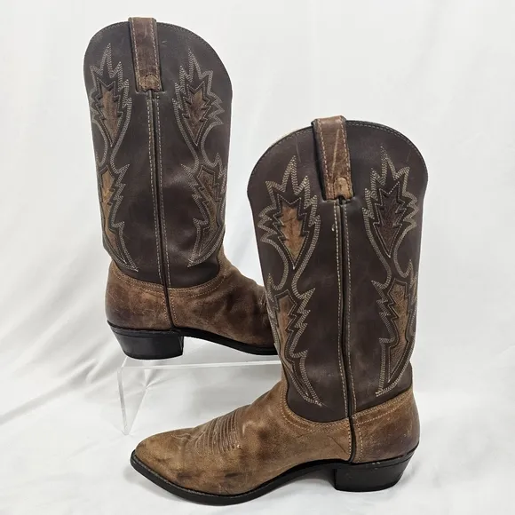 Men's Texas USA Almond Toe Cowboy Boots in Brown - Size 11D
