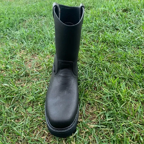 Men’s work boots lightweight black pull on genuine leather Bota Cómoda y Liviana