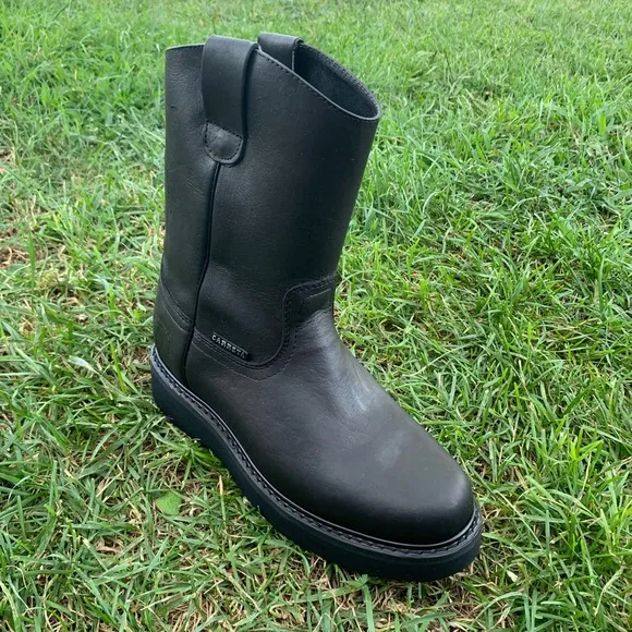 Men’s work boots lightweight black pull on genuine leather Bota Cómoda y Liviana