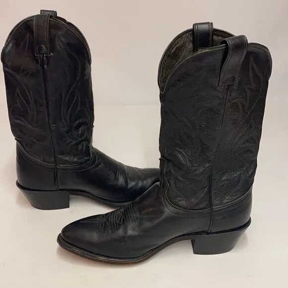 Men’s Laredo Black with Black Stitching Western Cowboy Boots | 9D A22
