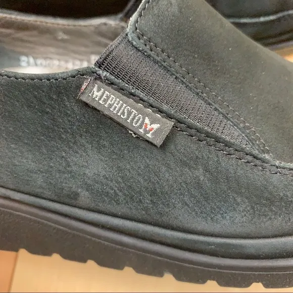 Mephisto Air Jet black suede low wedge loafers 8.5