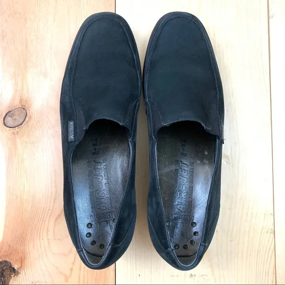 Mephisto Air Jet black suede low wedge loafers 8.5