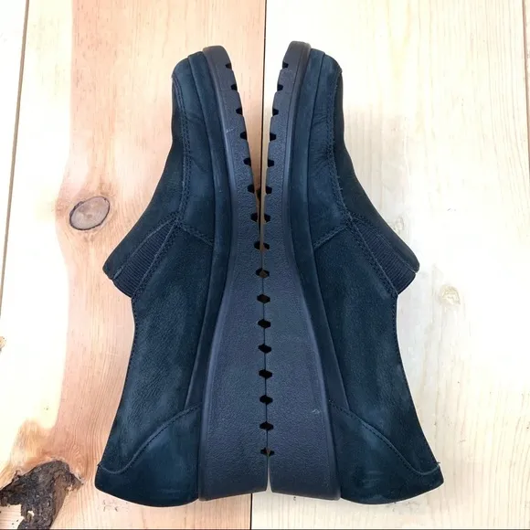 Mephisto Air Jet black suede low wedge loafers 8.5