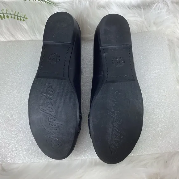 MEPHISTO FRANCE LEATHER CHAIN DETAIL FLATS BLACK EUC SZ 8