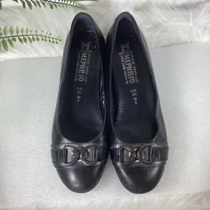 MEPHISTO FRANCE LEATHER CHAIN DETAIL FLATS BLACK EUC SZ 8