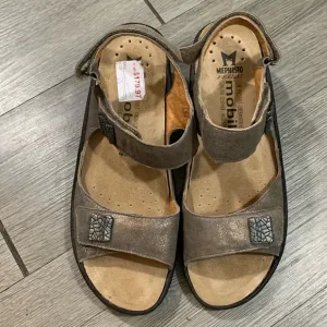 Mephisto Mobile MARYSE Taupe Leather Wedge Adjustable Strap Sandals size 40 = 10
