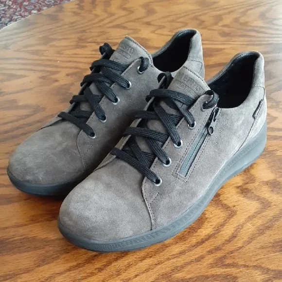 Mephisto Suede Gray Leather Waterproof Comfort Athleisure Valley Sneakers