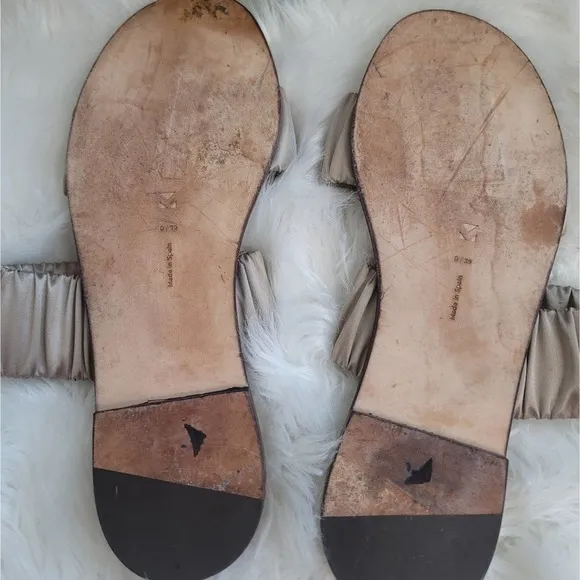 MERCEDES CASTILLO MARCELA ESPADRILLE SLIDE SANDAL SATIN UPPER LEATHER SO…