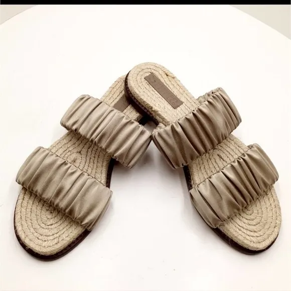 MERCEDES CASTILLO MARCELA ESPADRILLE SLIDE SANDAL SATIN UPPER LEATHER SO…