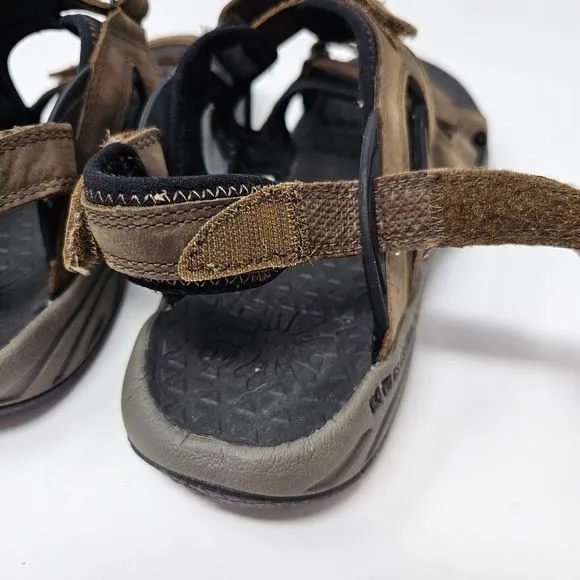 Merrell Dark Earth Brown Sandals Mens Size 11 Vibram Soles Removable Back Strap