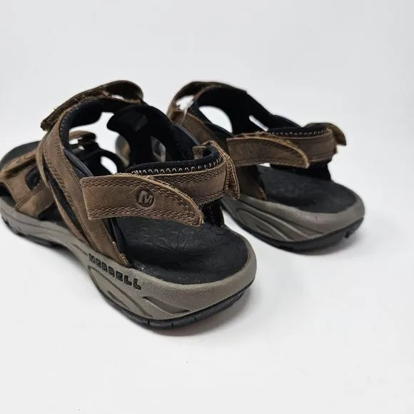 Merrell Dark Earth Brown Sandals Mens Size 11 Vibram Soles Removable Back Strap