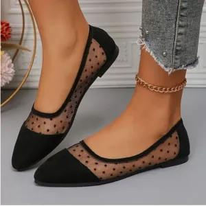 Mesh Polka Dot Mesh Flats