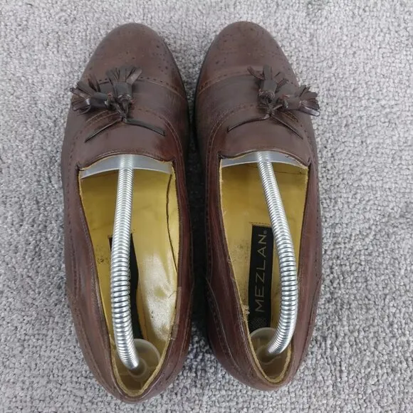 Mezlan Havana Tassel Loafers Mens 7.5 M Dress Shoes Cap Toe Brown Leather Spain