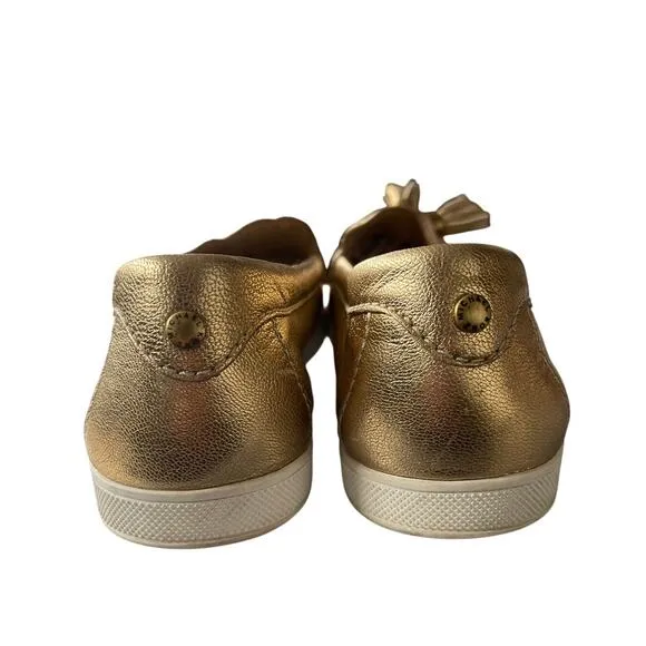 Michael Kors 7.5 Callahan Moccasins GOLD LEATHER Loafers Tassel Slip On Flats