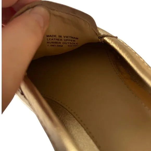 Michael Kors 7.5 Callahan Moccasins GOLD LEATHER Loafers Tassel Slip On Flats