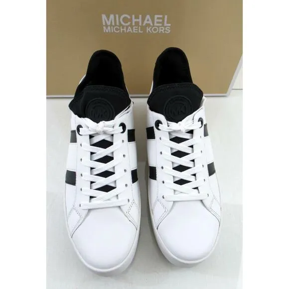 Michael Kors Ace Stripe Lace Up Designer Sneakers MK Logo white / Black