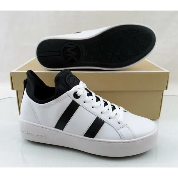 Michael Kors Ace Stripe Lace Up Designer Sneakers MK Logo white / Black