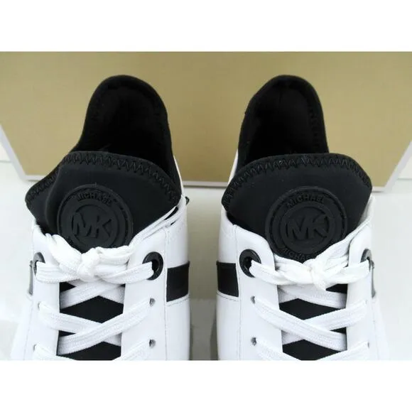 Michael Kors Ace Stripe Lace Up Designer Sneakers MK Logo white / Black