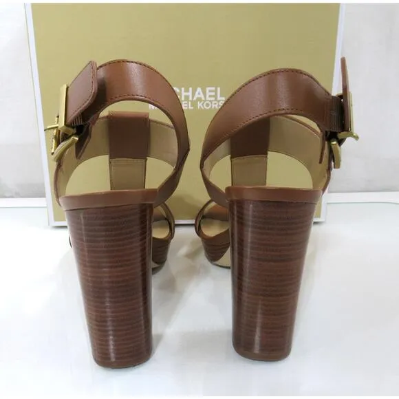 Michael Kors Becker T-Strap Platform Sandals MK Signature Luggage