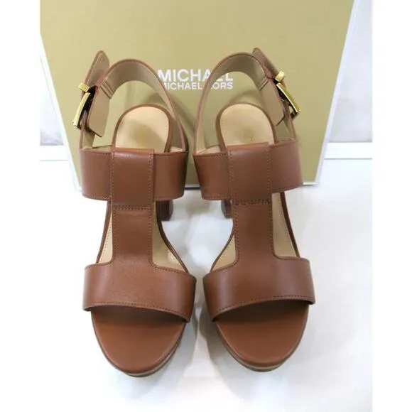 Michael Kors Becker T-Strap Platform Sandals MK Signature Luggage