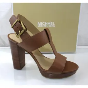 Michael Kors Becker T-Strap Platform Sandals MK Signature Luggage