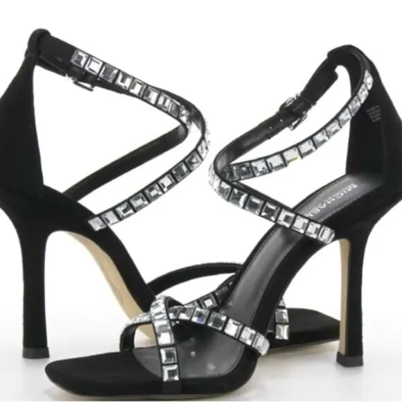 Michael Kors Black Celia Woman's Heels Rhinestone Strappy Sandal