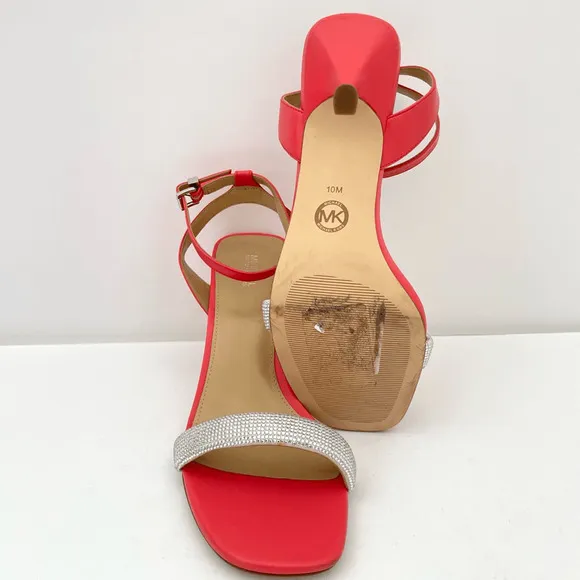 Michael Kors Carrie Coral Jeweled Open Toe High Heel Sandals Women’s 10